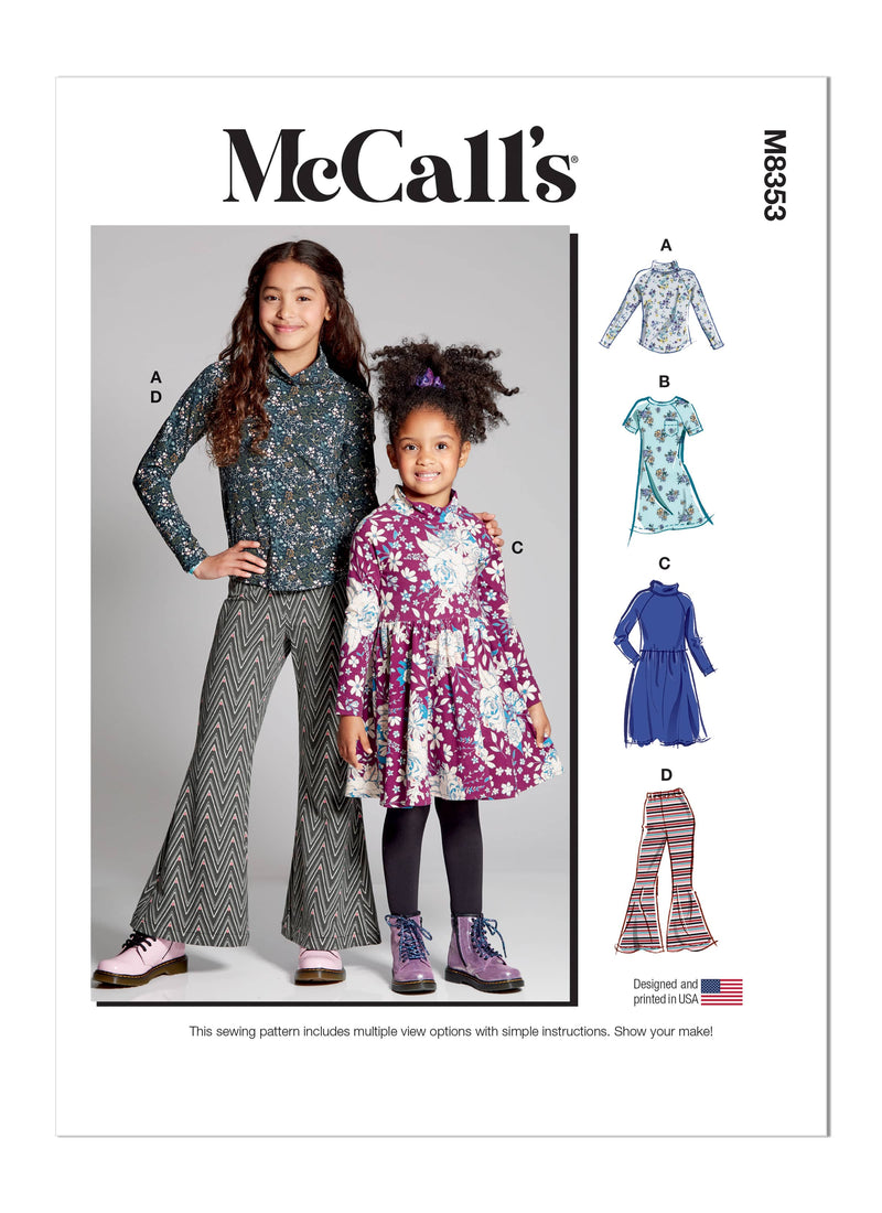 McCall’s Children's And Girls Knit Top, Dresses And Pants Sewing Pattern M8353