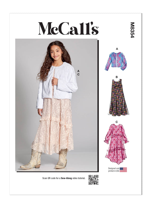 McCall’s Girls Dress, Slip Dress And Jacket Sewing Pattern M8354