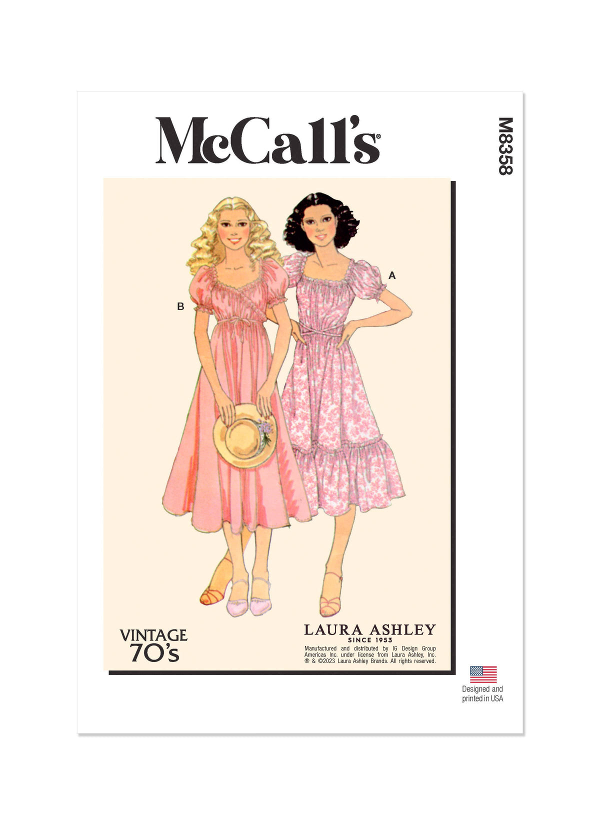 McCall’s Misses Vintage Wrap Dress By Laura Ashley Sewing Pattern M8358