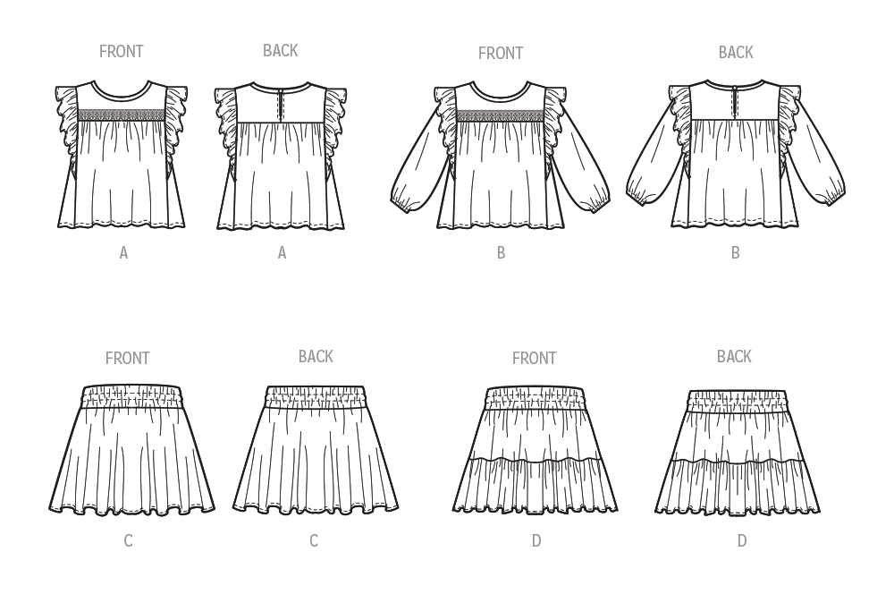 McCall’s Children's And Girls Top And Skirt Sewing Pattern M8373