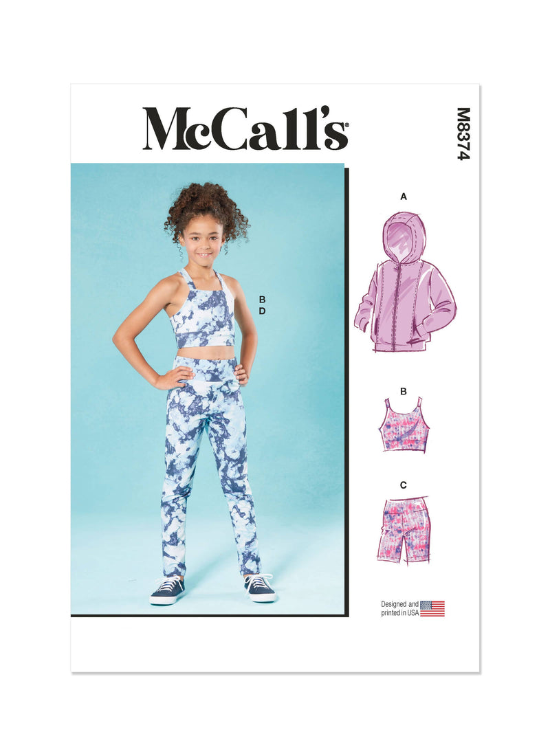 McCall’s Girls Knit Jacket, Cropped Top And Leggings In Two Lengths Sewing Pattern M8374