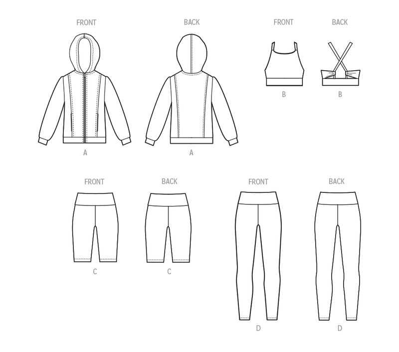 McCall’s Girls Knit Jacket, Cropped Top And Leggings In Two Lengths Sewing Pattern M8374