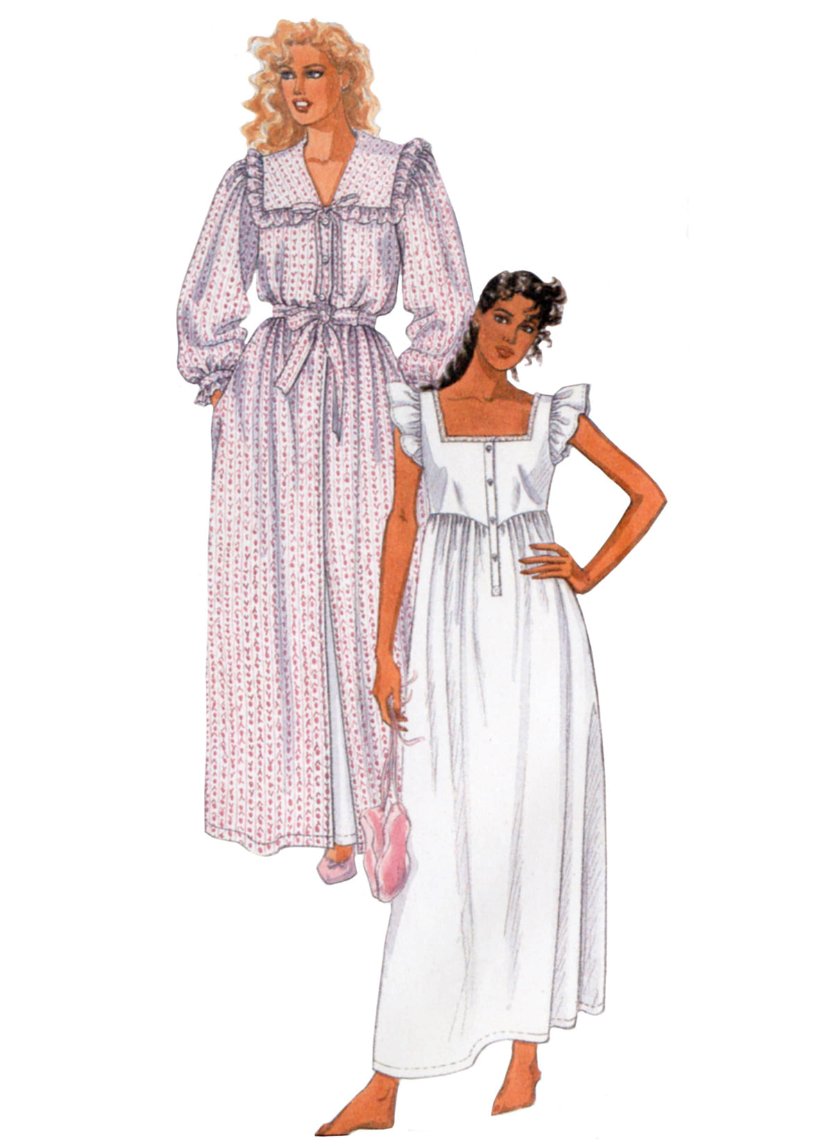 McCall’s Misses Robe, Tie Belt And Nightgown By Laura Ashley Sewing Pattern M8381