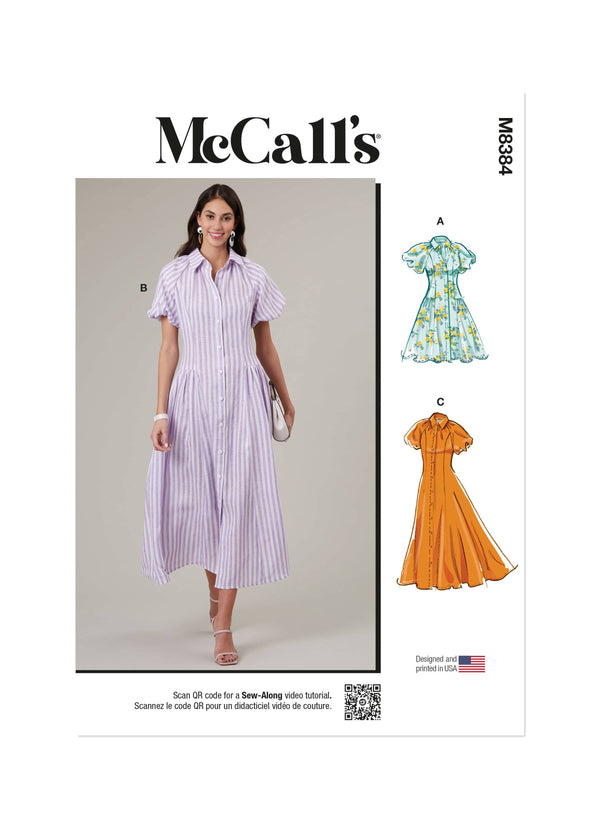 McCall’s Misses Shirtdress Sewing Pattern M8384