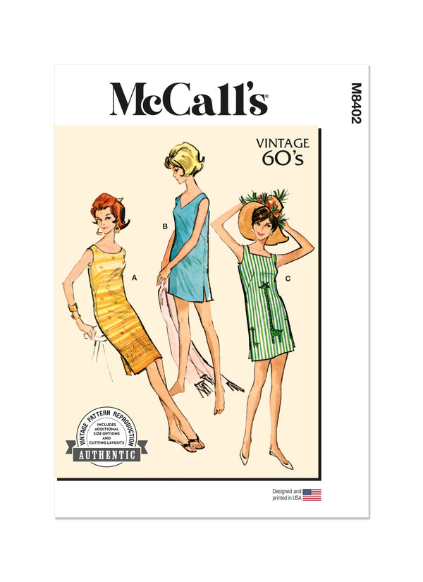 McCall’s Misses Dresses In Two Lengths With Choice Of Three Necklines Sewing Pattern M8402