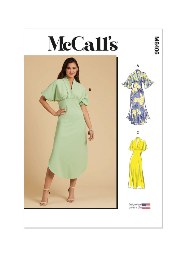 McCall’s Misses Dress With Sleeve And Hemline Variations Sewing Pattern M8406