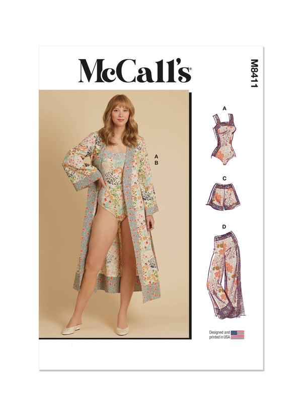 McCall’s Misses Bodysuit, Robe, Shorts And Pants Sewing Pattern M8411