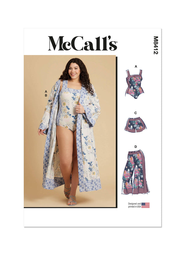 McCall’s Women's Bodysuit, Robe, Shorts And Pants Sewing Pattern M8412