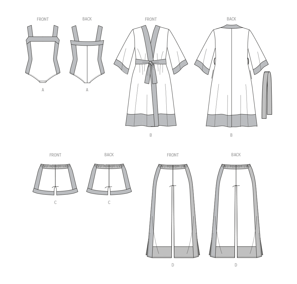 McCall’s Women's Bodysuit, Robe, Shorts And Pants Sewing Pattern M8412