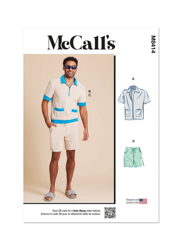 McCall’s Men's Knit Shirts And Shorts Sewing Pattern M8414