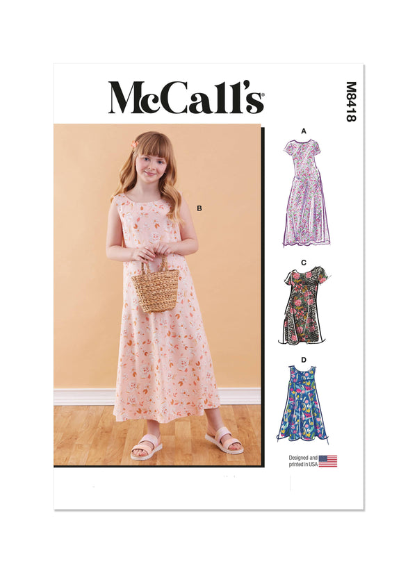 McCall’s Girls Dress In Two Lengths Sewing Pattern M8418