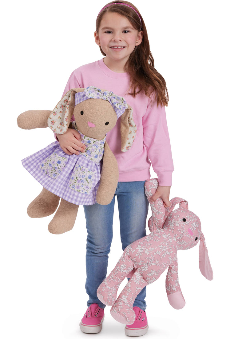 McCall’s Plush Bear, Bunny And Mouse With Clothes And Headband Sewing Pattern M8422
