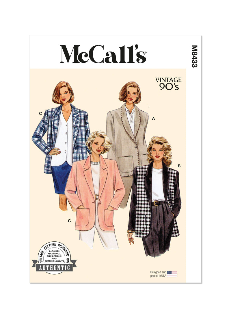 McCall’s Misses Jacket Sewing Pattern M8433