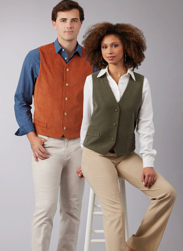 McCall’s Misses And Men's Lined Vests Sewing Pattern M8442