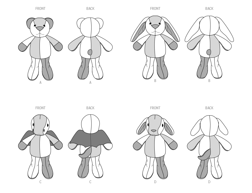 McCall’s Plush Animals Sewing Pattern M8470