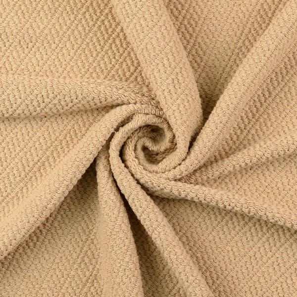Maisie Heavy Knit Rubbed Jersey Cardigan Jumper Dressmaking Fabric - Sand