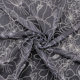 Mandy Printed Polyester Dressmaking Fabric - Floral Embroidery Black