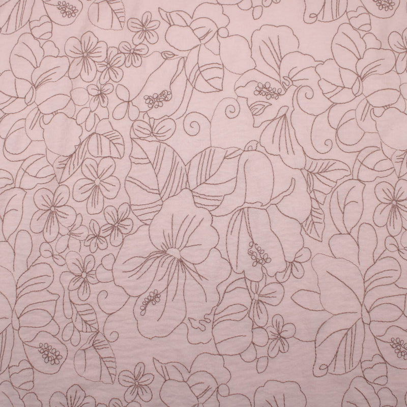 Mandy Printed Polyester Dressmaking Fabric - Floral Embroidery Natural