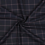 Marco Viscose Blend Stretch Suiting Fabric - Black & Pink Check