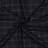 Marco Viscose Blend Stretch Suiting Fabric - Black & Pink Check