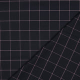 Marco Viscose Blend Stretch Suiting Fabric - Black & Pink Check