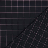 Marco Viscose Blend Stretch Suiting Fabric - Black & Pink Check