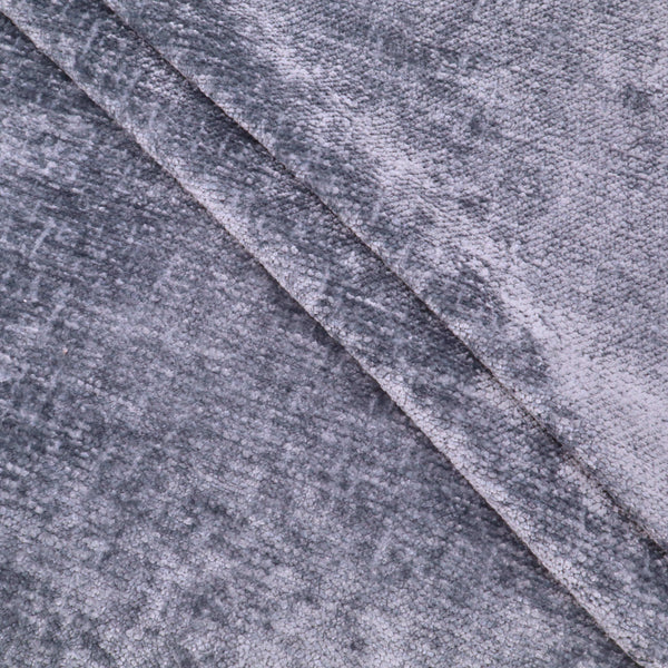 Marseille Thick Chenille Plain Textured Sofa Curtain Upholstery Fabric - Denim Blue