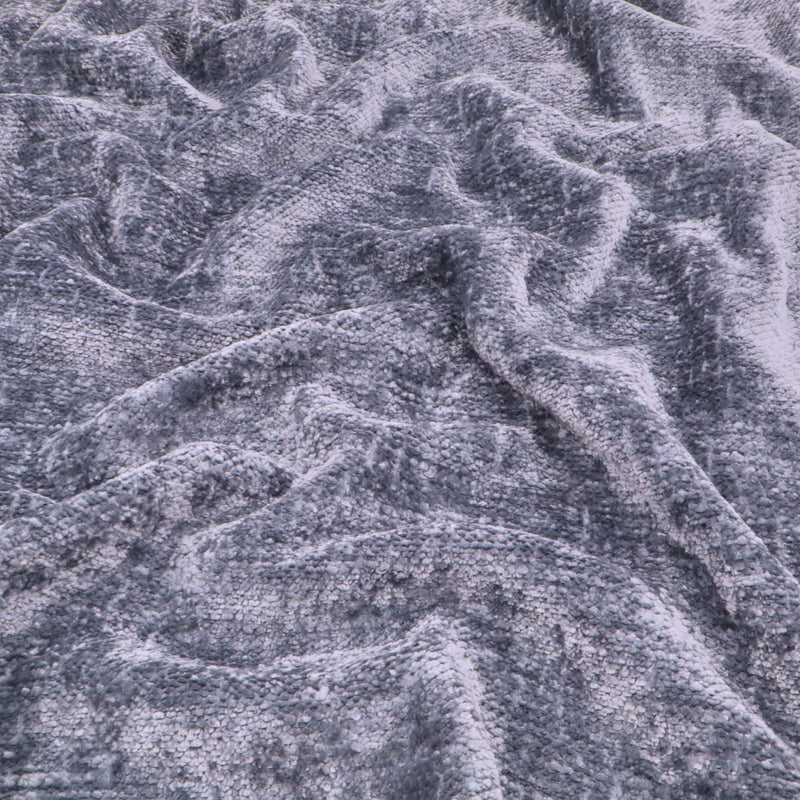 Marseille Thick Chenille Plain Textured Sofa Curtain Upholstery Fabric - Denim Blue