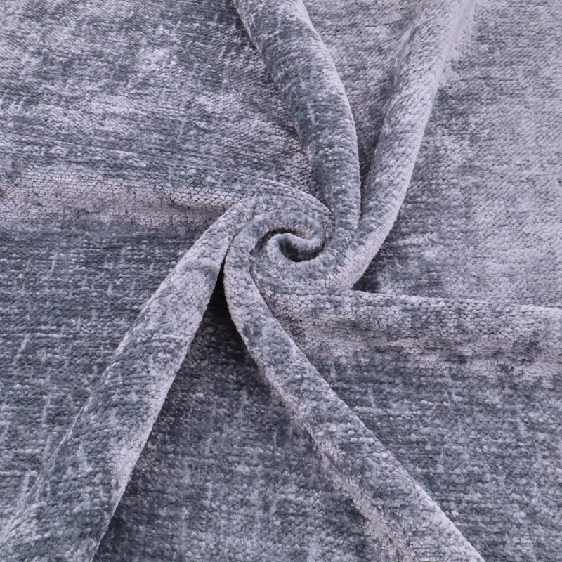 Marseille Thick Chenille Plain Textured Sofa Curtain Upholstery Fabric - Denim Blue