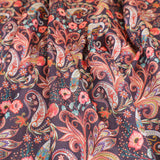 May Printed Mango Faux Silk Dressmaking Fabric - Black Paisley