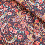 May Printed Mango Faux Silk Dressmaking Fabric - Black Paisley