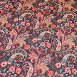 May Printed Mango Faux Silk Dressmaking Fabric - Black Paisley