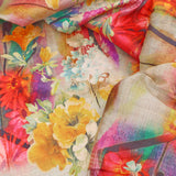 May Printed Mango Faux Silk Dressmaking Fabric - Boysenberry Bloom