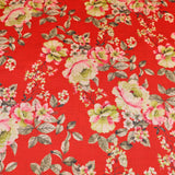 May Printed Mango Faux Silk Dressmaking Fabric - Flowers on Red