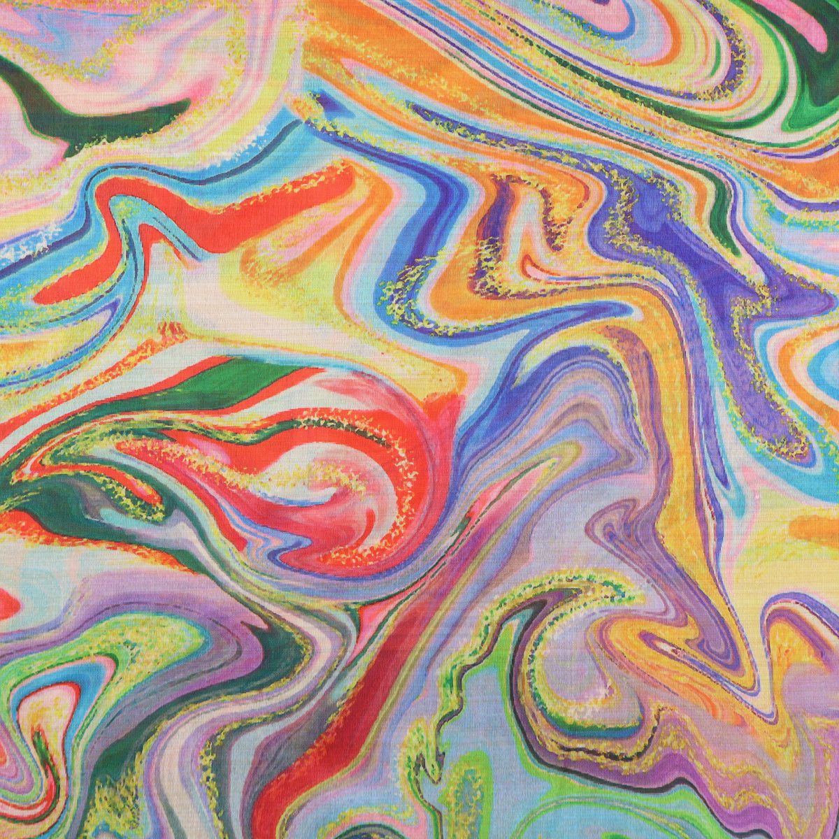 May Printed Mango Faux Silk Dressmaking Fabric - Retro Marble