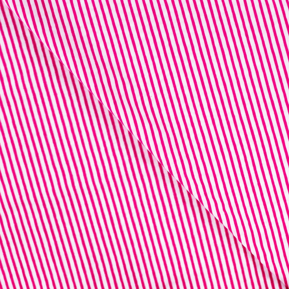 Medium Stripes Printed Cotton Jersey Dressmaking Fabric - Pink
