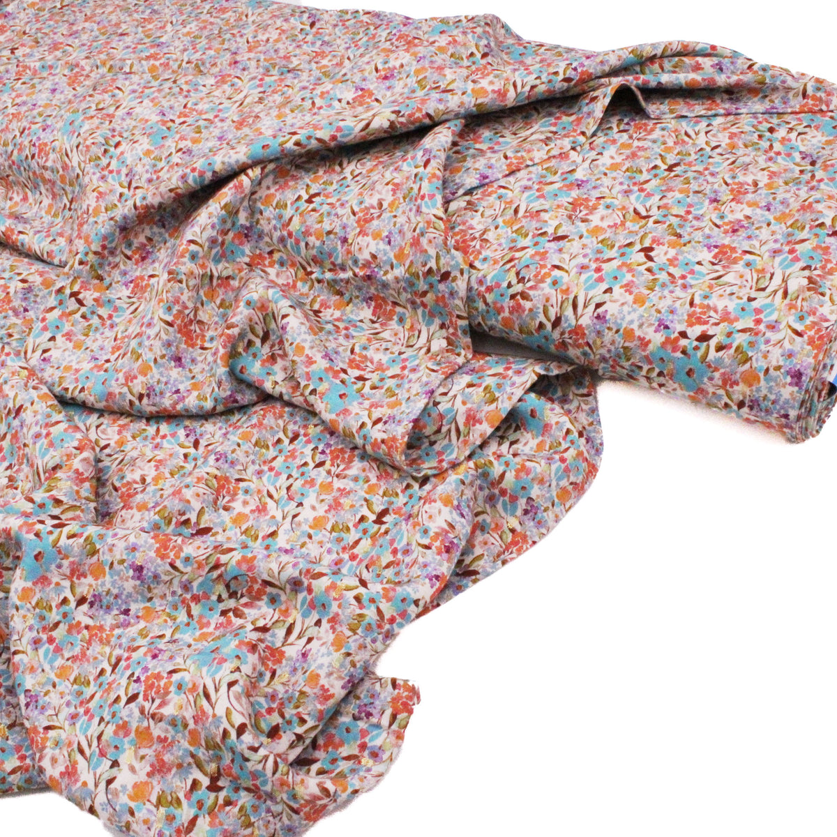 Millie Viscose Lawn Dressmaking Fabric - Ditsy Gold Lurex