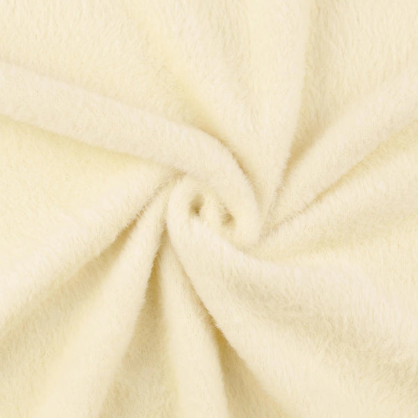 Mode Fake Faux Fur Short Pile Luxury Coating Fabric - Cream
