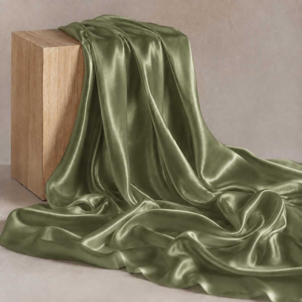 Mulberry Pure 100% Silk 22 Momme Luxury Bridal Fabric - Light Olive
