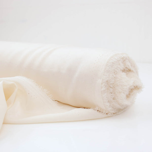 French Plain Silk Velvet Satin - Ivory