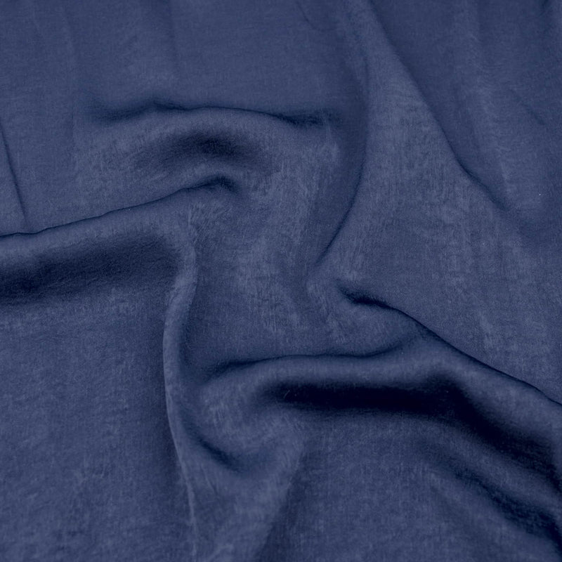 French Plain Silk Velvet Satin - Navy