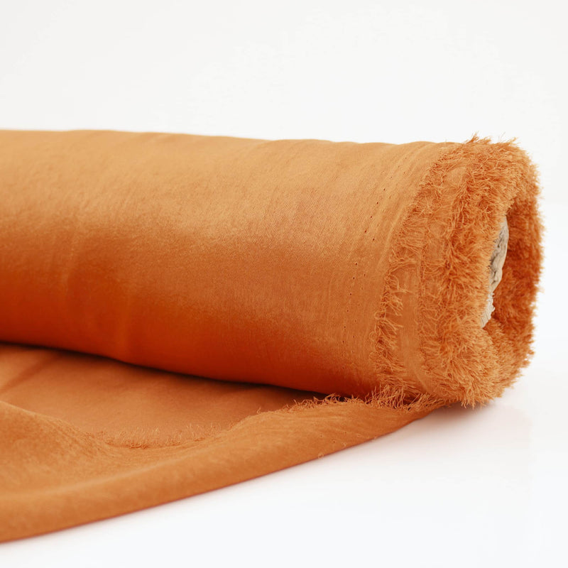 French Plain Silk Velvet Satin - Terracotta