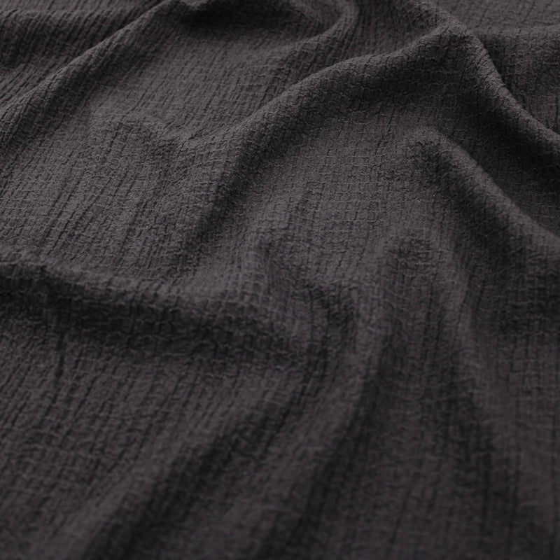 Plain Solid Rayon Crinkle Seersucker - Black