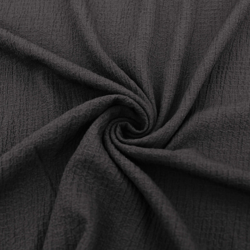 Plain Solid Rayon Crinkle Seersucker - Black