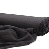 Plain Solid Rayon Crinkle Seersucker - Black