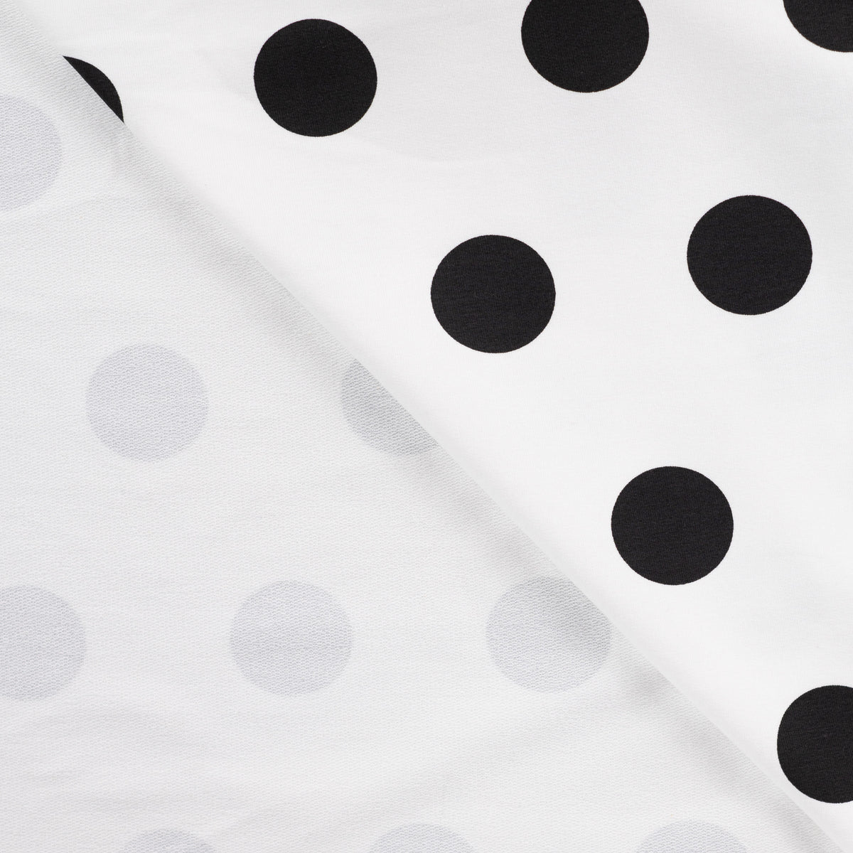 Polka Dot Printed French Terry Loungewear Fabric - Black