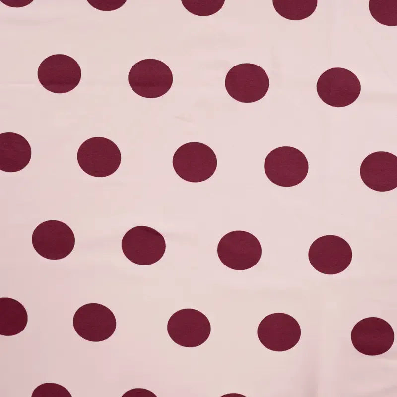 Polka Dot Printed French Terry Loungewear Fabric - Burgundy