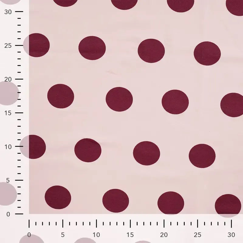 Polka Dot Printed French Terry Loungewear Fabric - Burgundy