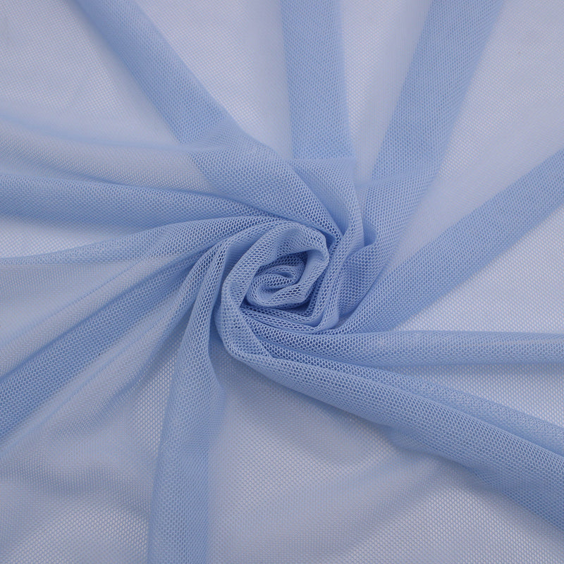 Power Mesh Net 4 Way Stretch Sheer Fabric - Sky Blue Lullabee Fabrics Power Mesh Net 4 Way Stretch Sheer Fabric - Sky Blue Lullabee Fabrics