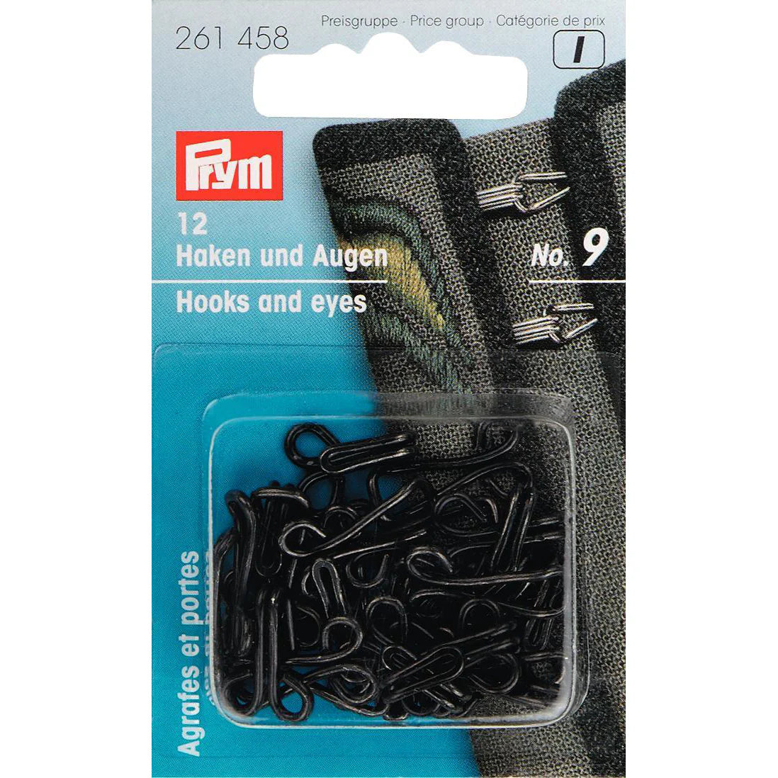 Prym Hooks & Eyes: Durable Mild Steel Fasteners for Jerkins in Black No.9 - 261458